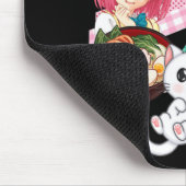 ラーメン猫かわいい日本のアニメ食女の子公式 マウスパッド (コーナー)