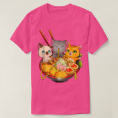 ラーメン猫かわいい猫アニメおたく日本の猫No Tシャツ (デザイン正面)