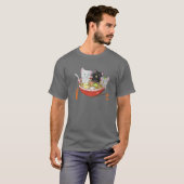 ラーメン猫かわいい猫アニメ猫日本の麺 Tシャツ (正面フル)