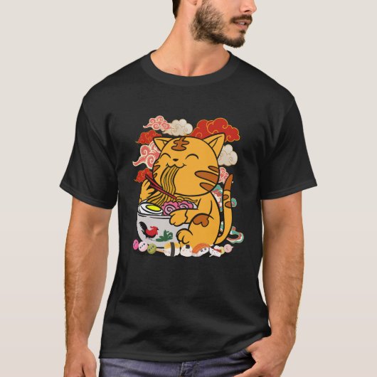 ラーメン猫の至福 Tシャツ (正面)