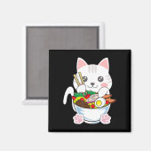 ラーメン猫アニオンボウルかわいい日本の猫フードギル マグネット (正面/裏面)