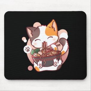 ラーメン猫アニオンボウルかわいい猫日本の マウスパッド