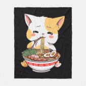 ラーメン猫アニマボウルかわいい日本の猫キッズギル フリースブランケット (正面)