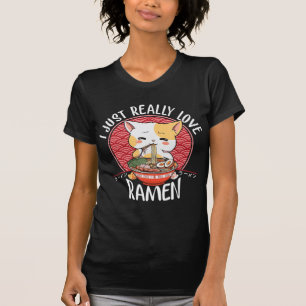 ラーメン猫アニメかわいい日本のギフトガールズ公式 Tシャツ