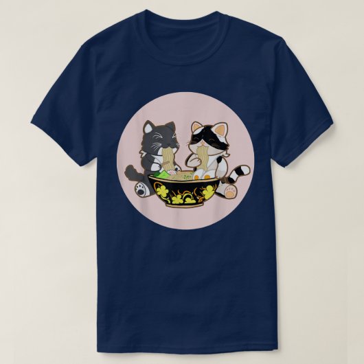 ラーメン猫アニメかわいい日本のギフト子猫子猫 Tシャツ (デザイン正面)
