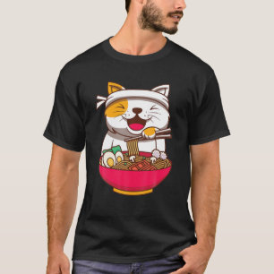 ラーメン猫アニメかわいい日本のズNSガールズ&ボーイズ Tシャツ