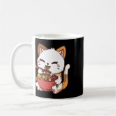 ラーメン猫アニメかわいい猫食べラーメン コーヒーマグカップ (左)