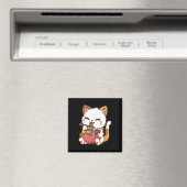 ラーメン猫アニメかわいい猫食べラーメン マグネット (インサイチュ (食洗機))