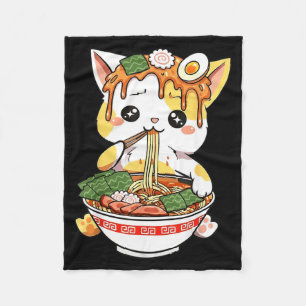 ラーメン猫デザイン かわいいスタイル おもしろい 日本の アニメ フリースブランケット
