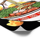 ラーメン猫デザイン かわいいスタイル 面白い 日本のアニメ ポスター (角)