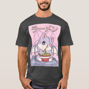 ラーメン猫パステルゴシックラーメンうどんオカルトペンタガー Tシャツ
