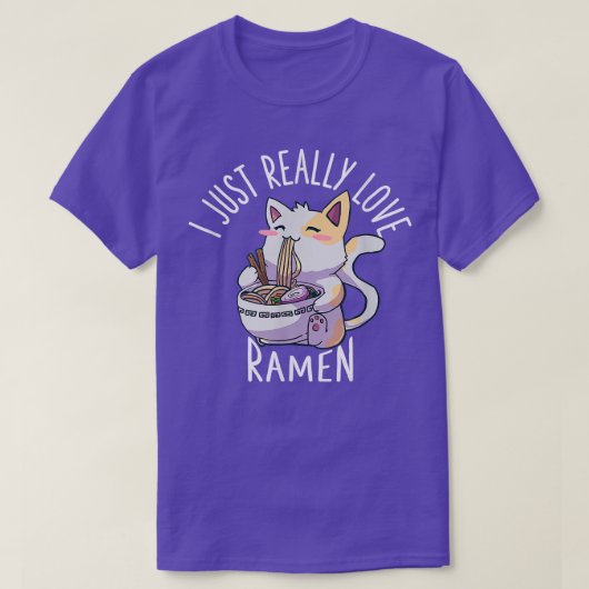 ラーメン猫ラーメン大好きかわいいアニメJa Tシャツ (デザイン正面)