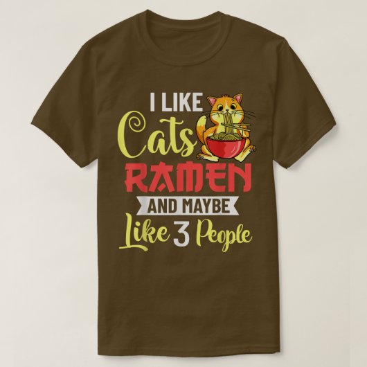 ラーメン猫丼チキンヌードルスープ日本の1181 Tシャツ (デザイン正面)