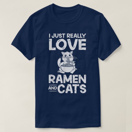 ラーメン猫丼チキンラーメン日本の汁 Tシャツ (デザイン正面)
