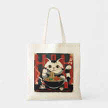 ラーメン猫喜びトートバッグ – すっきりした麺