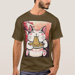 ラーメン猫好きかわいいアニメ1483 Tシャツ