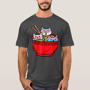 ラーメン猫性別トランスプライド日本の国旗N Tシャツ
