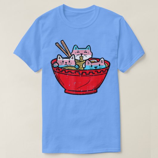 ラーメン猫性別トランスプライド日本の国旗N Tシャツ (デザイン正面)
