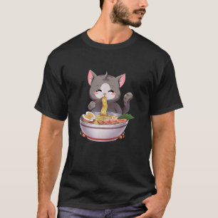 ラーメン猫日本のかわいいアニメ Tシャツ