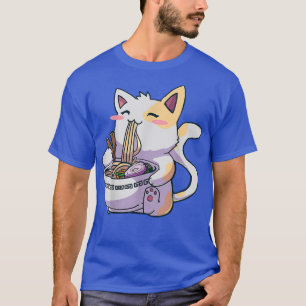 ラーメン猫日本の食かわいいアニメ女子会 Tシャツ