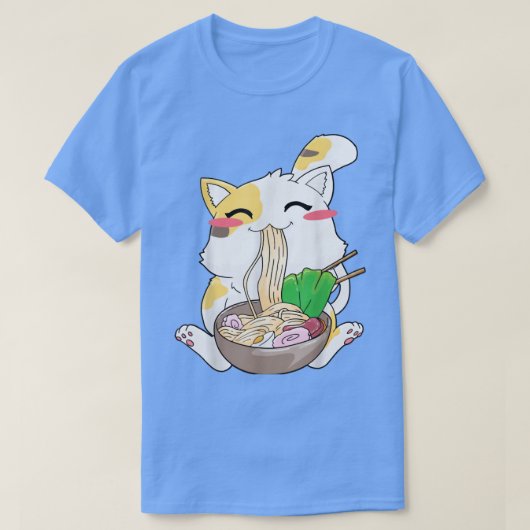 ラーメン猫猫アニメかわいい日本のマーチギフトW Tシャツ (デザイン正面)