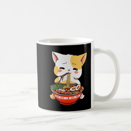 ラーメン猫食べかわいいアニメマーチギフトG コーヒーマグカップ (右)