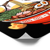 ラーメン猫食べかわいいアニメマーチギフトG ポスター (角)