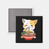 ラーメン猫食べかわいいアニメマーチギフトG マグネット (正面/裏面)