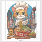 ラーメン猫 おもしろい猫シェフ アニメフード シール (シート)