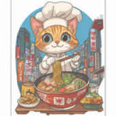 ラーメン猫 おもしろい猫シェフ アニメフード シール (正面)
