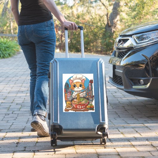 ラーメン猫 おもしろい猫シェフ アニメフード シール (スーツケースインサイチュ)