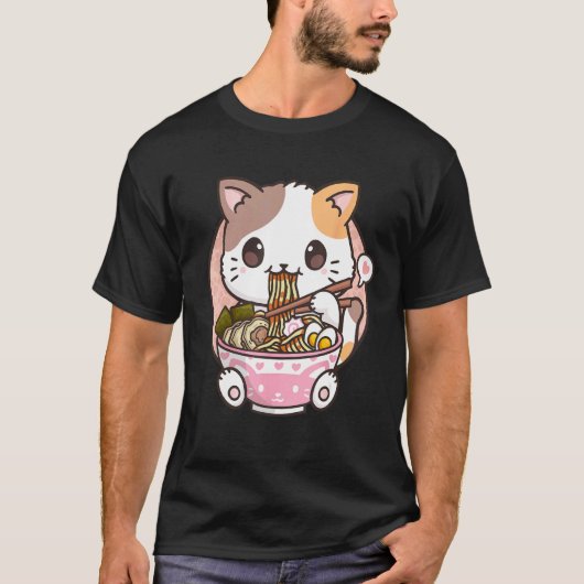 ラーメン猫 ネコ Tシャツ (正面)