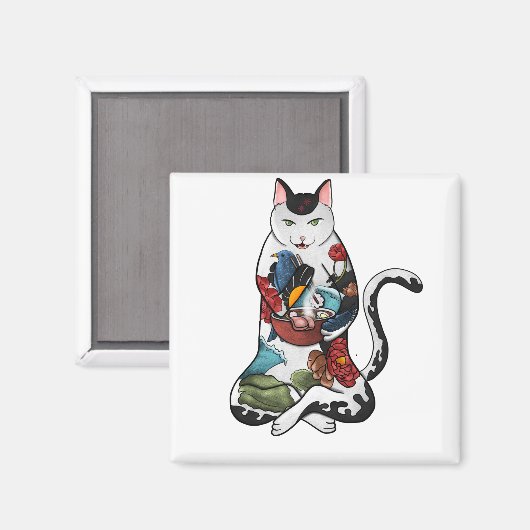 ラーメン猫 マグネット (正面/裏面)