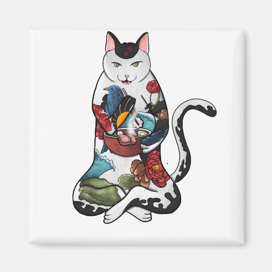 ラーメン猫 マグネット (正面)