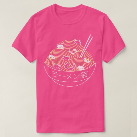 ラーメン線ミニマル猫by戸部フォンセカ tシャツ (デザイン正面)