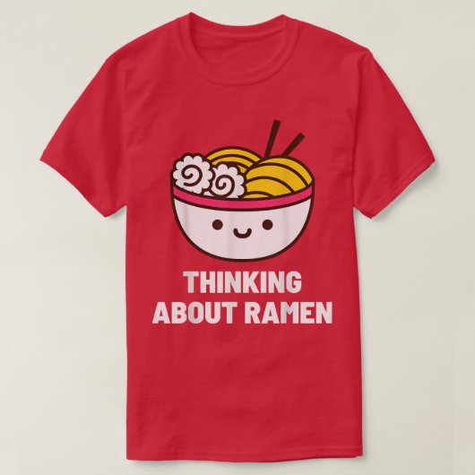 ラーメン考える食アニメにつ日本のいておもしろい Tシャツ (デザイン正面)
