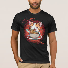 ラーメン食べの猫 Tシャツ