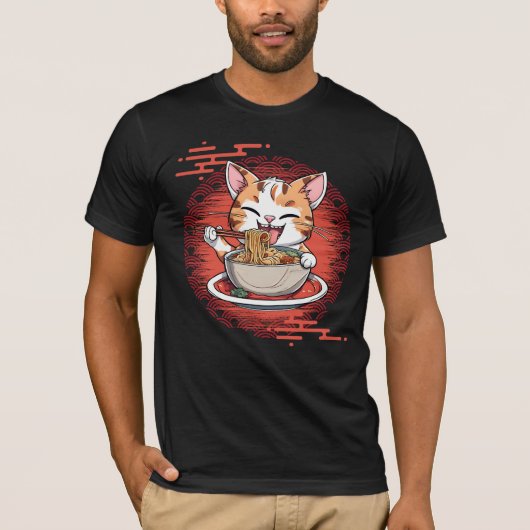 ラーメン食べの猫 Tシャツ (正面)