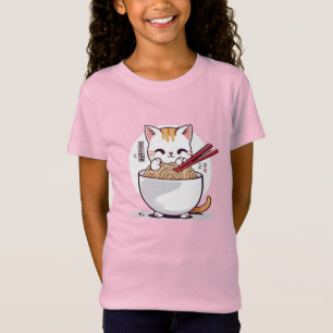 ラーメン食べネコデザインTシャツ Tシャツ