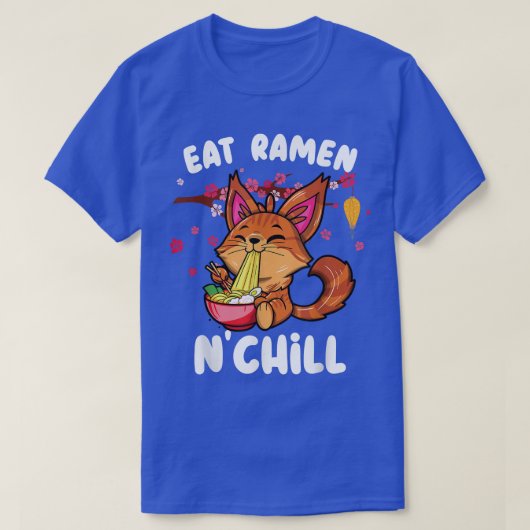 ラーメン食べンチルの主なクーンラーメン猫かわいい Tシャツ (デザイン正面)