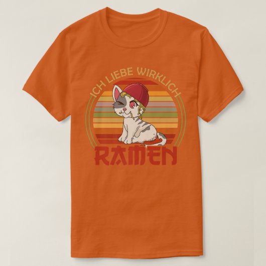 ラーメン食べ日本の物Katzen 326 Tシャツ (デザイン正面)