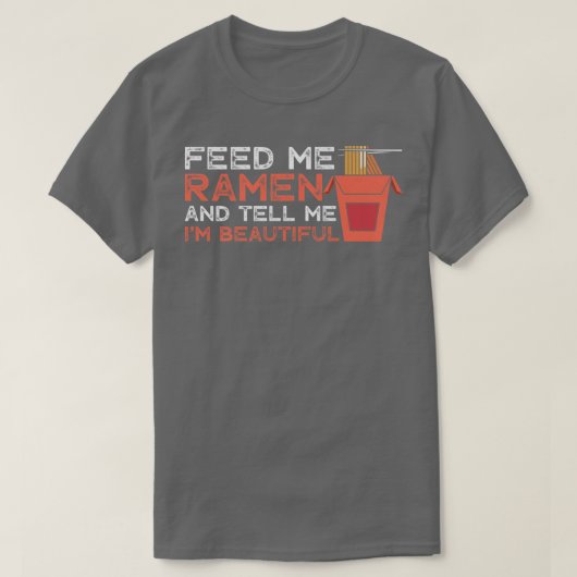 ラーメン食べ物を与えの美しいおもしろいグルメ麺 Tシャツ (デザイン正面)