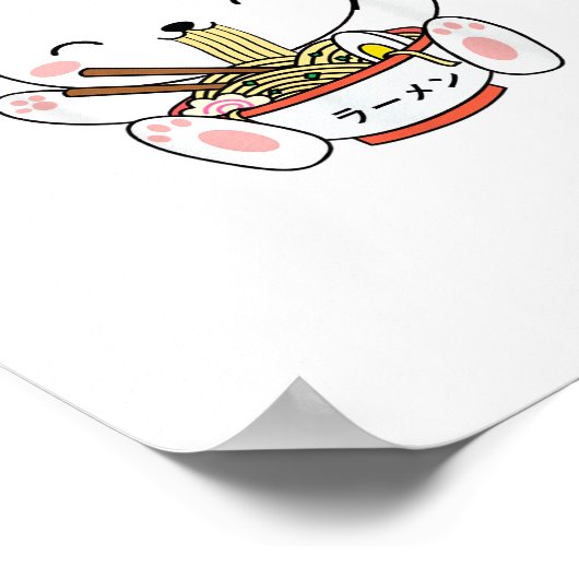 ラーメン麺かわいい用ラーメン麺スープ大好き ポスター (角)