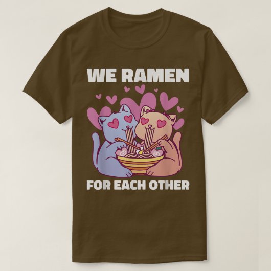 ラーメン麺ねこかわいい愛のためにラーメン Tシャツ (デザイン正面)