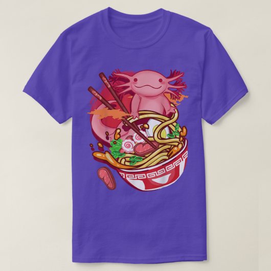 ラーメン麺アクソロトルアニメ日本のオタク食べ物Gi Tシャツ (デザイン正面)