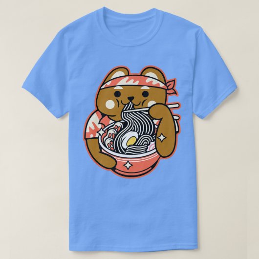 ラーメン麺アニメかわいいキュートな和食プレ Tシャツ (デザイン正面)