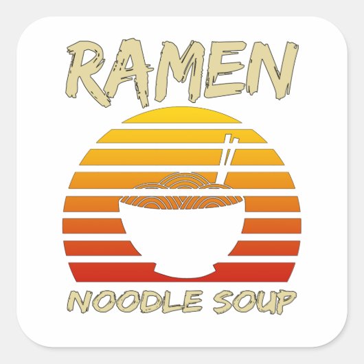 ラーメン麺スープかわいい日本の麺ヴィンテージ スクエアシール (正面)