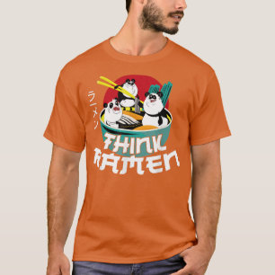 ラーメン麺ボウルラブ日本のかわいいパンダ考えー Tシャツ