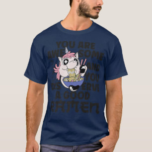 ラーメン麺ボウル大好き日本のかわいいユニコーン Tシャツ