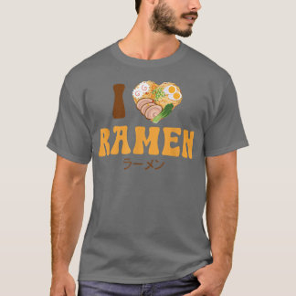 ラーメン麺ボウル愛かわいい日本のハートI値リスト Tシャツ